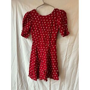 Reformation Bard Crepe Mini Dress in Red White Floral Print Womens Size 0